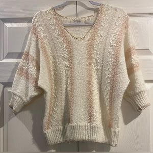 Vtg 90s Margules Size Small Cottagecore 3/4 Sleeve Cream Sweater